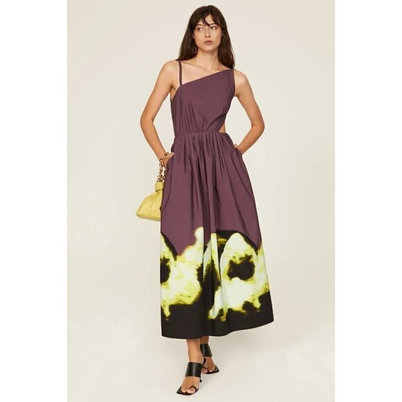 Jonathan Simkhai Collene Poplin Open Back Strappy Midi Dress Purple Size Medium - Picture 5 of 16